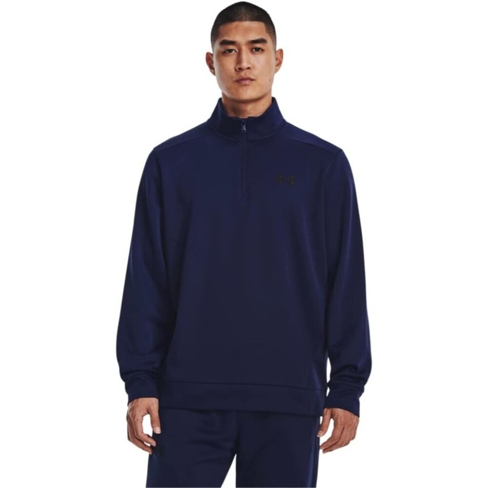Under Armour Mens ArmourFleece 1/4" Zip Pullover 1373358-410 Navy Blue Size XL